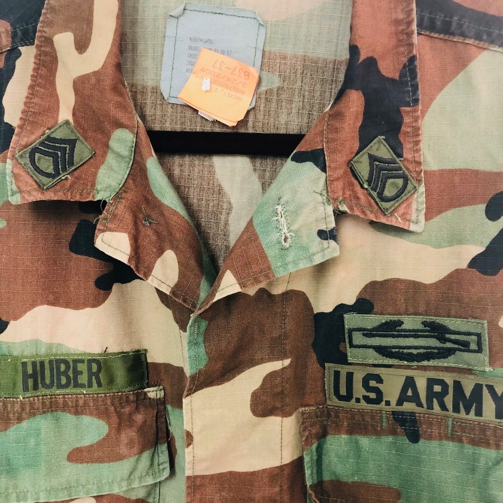 Vintage Army‎ Woodland Camo Combat Jacket 1986 1st Aviation Brigade Mens M - Picture 6 of 12